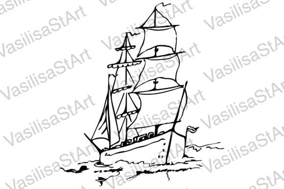 Download Vintage Old Sailing Ship on Waves - Sailing Collection